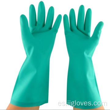 Guantes de nitrilo de trabajo resistente a los productos químicos de la industria verde